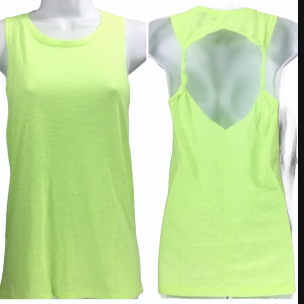 DEREK HEART Med (2) Back Women Sleeveless Neon Top